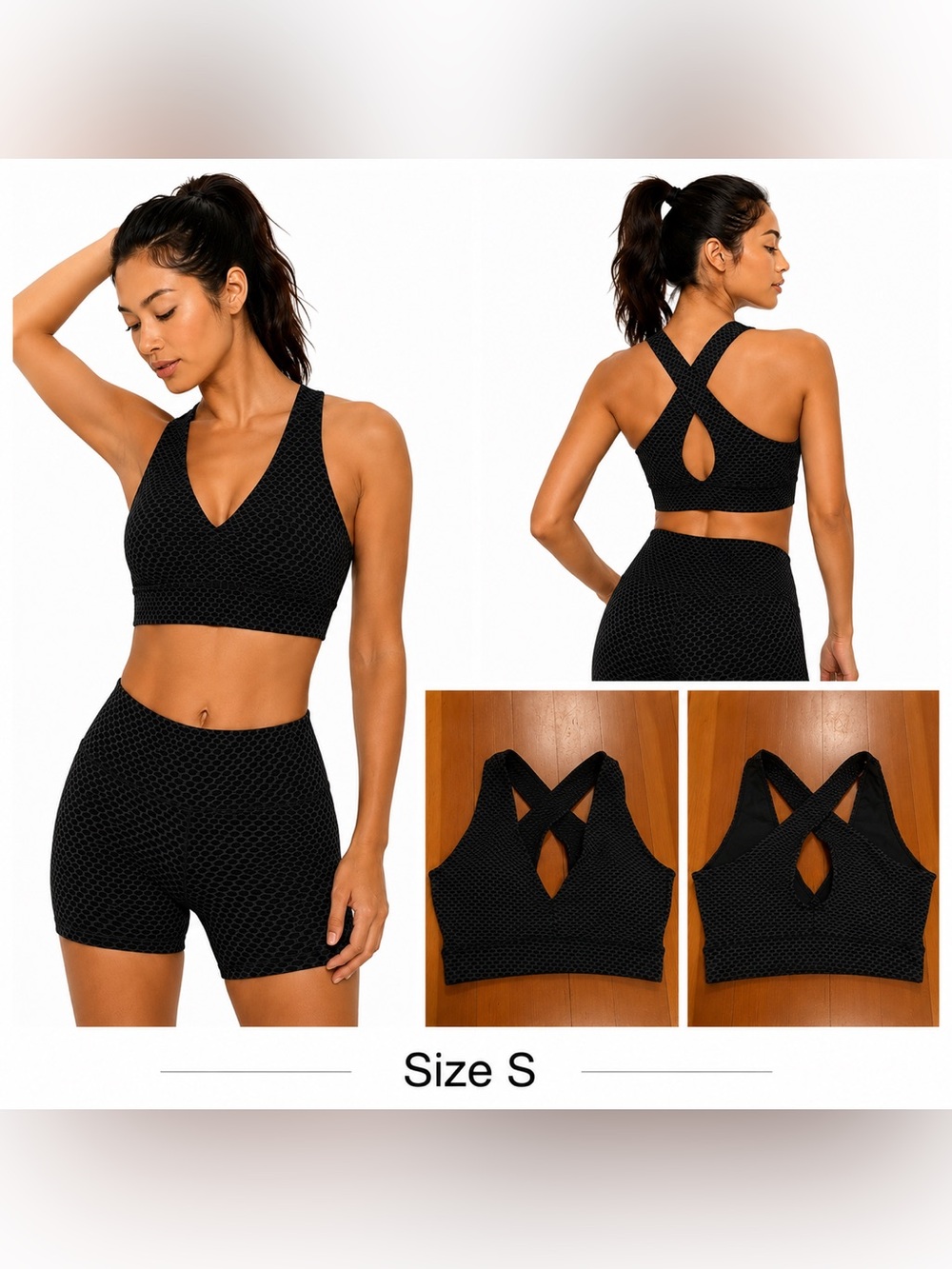 NWOT Seamless Crisscross Sports Bra - Black Size S